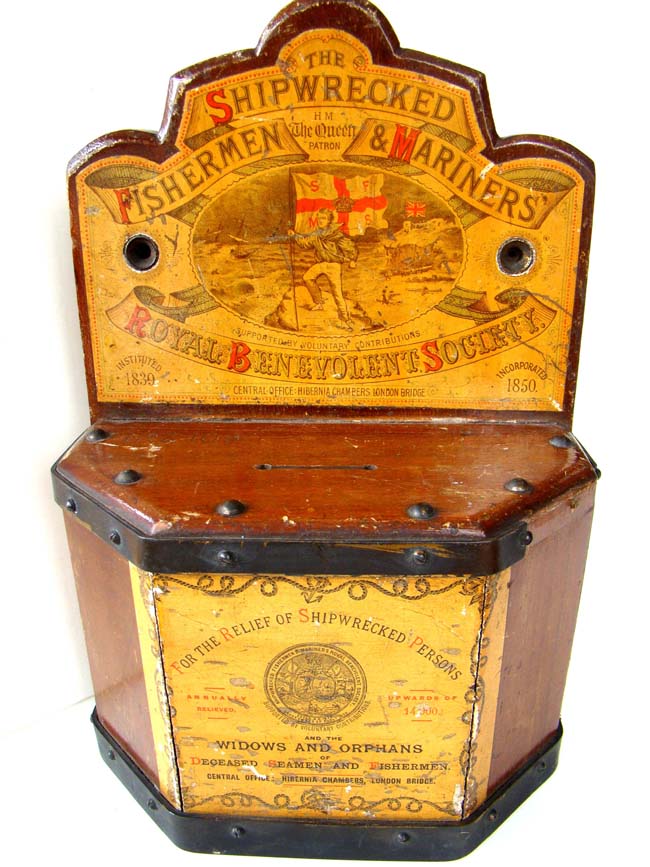 A RARE "Shipwrecked Fishermen and Mariners' Society" Collecting box circa 1860